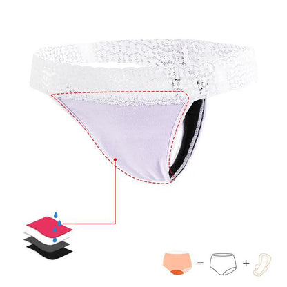 Culotte menstruelle sexy en dentelle à 4 couches pour prévenir l'incontinence et les fuites post-partum