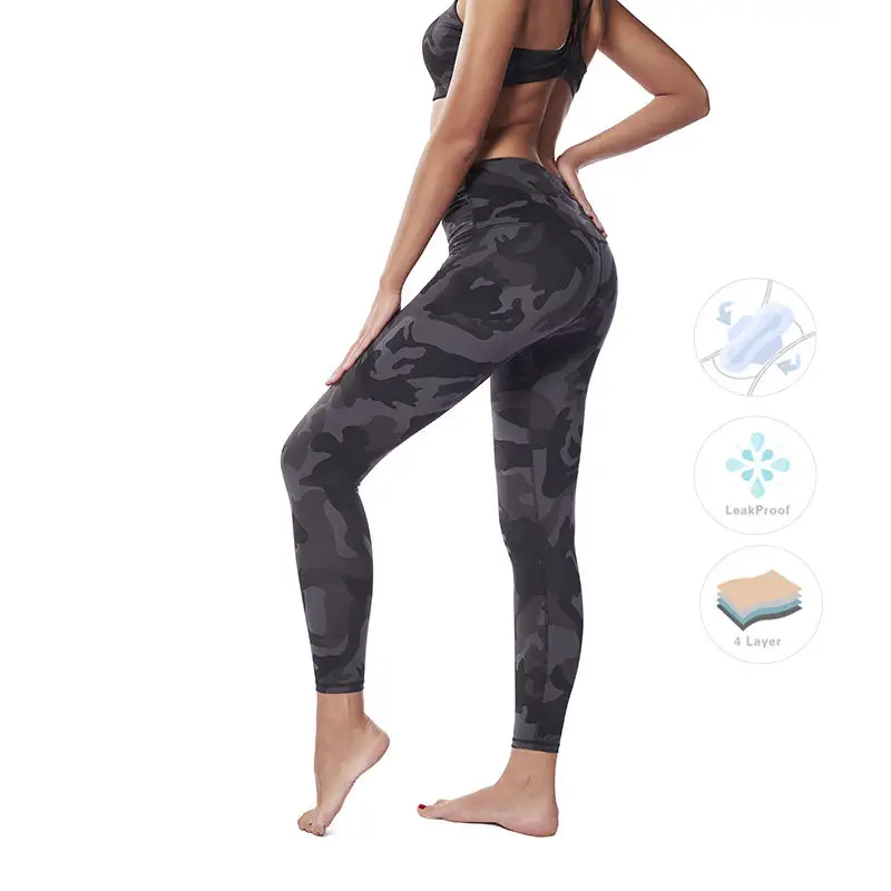 Period Leggings High Waist Women Adults Nylon Spandex Fitness Wear Yoga Pants Leak Proof Period Underwear