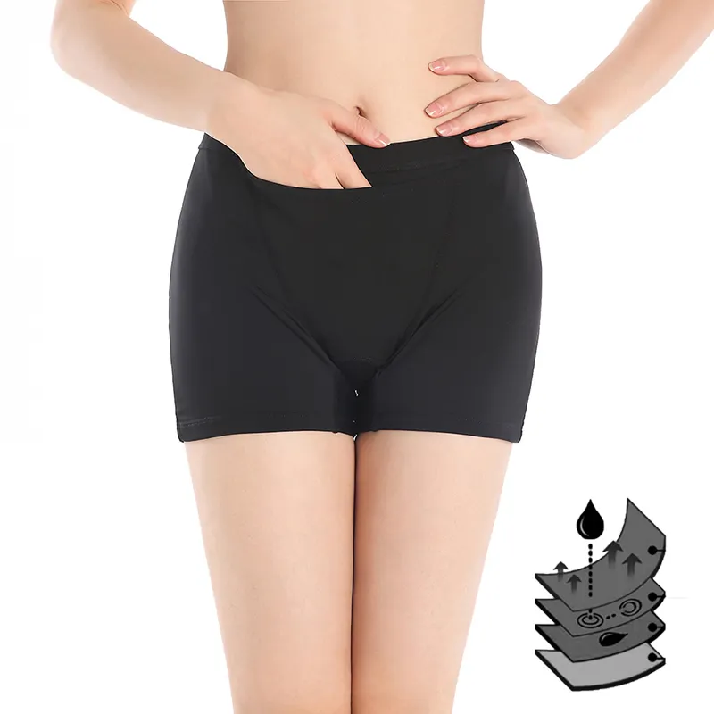 Women Sanitary Pants Full Protection Leakproof Fitness Incontinence Underwear 4 Layers Menstrual Period Panties With Pocket