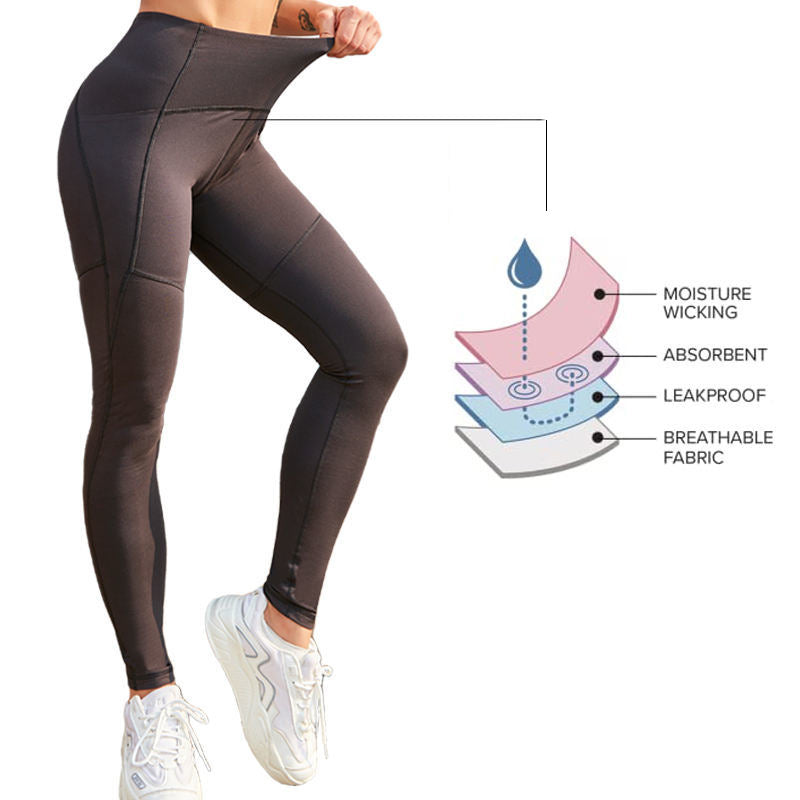 Women Reusable Period Leggings with Good Absorbency Sporty Washable Period Pants for Yoga Running Leggings