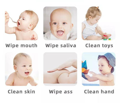 Toallita húmeda de limpieza suave y respetuosa con el medio ambiente para bebés, no tejida, portátil, Spunlace, 10 Uds. 